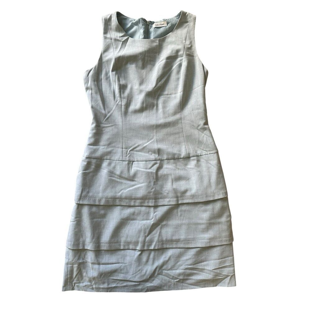 Calvin Klein Dress Women's Size UNKNOWN Light‎ Blue Sheath Tiered Sleeveless